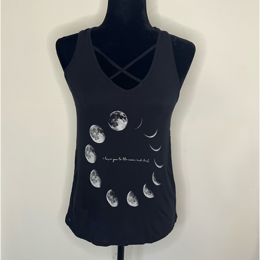 Grayson Threads Moon Phase Graphic Crisscross Back Tank Top